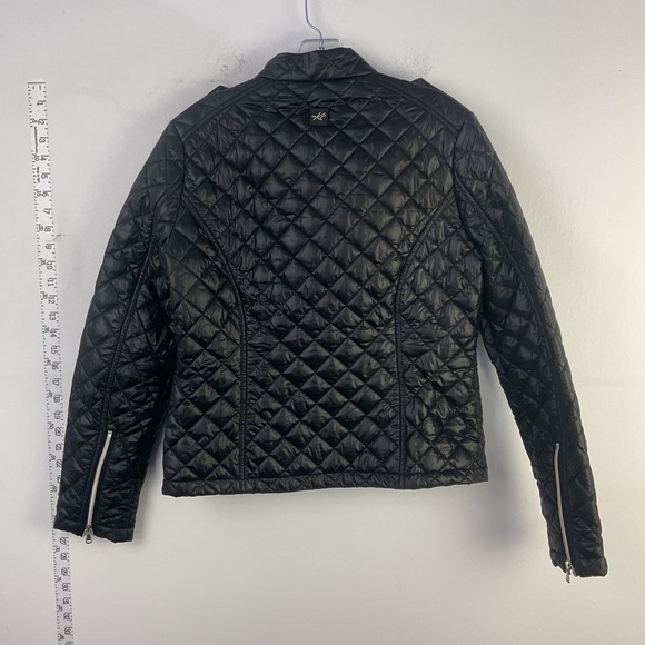 Kenneth Cole Black Biker Full Zip Insulated Puffer Jacket - Women's M - Picture 2 of 6